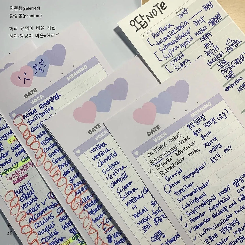 B5 half-size vertical notepad with 30 sheets and double-sided printing for English vocabulary learning