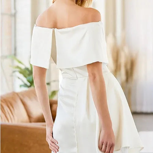 Women's off-shoulder strapless dress with high waist, patchwork midi skirt, and lace-up back in matcha green.