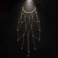 Gold and silver mesh hair chain for women with pearls and tassels