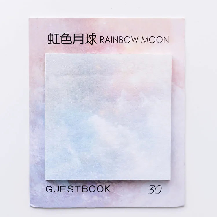 Square planet sticky notes with oil painting designs measuring 7.3cm
