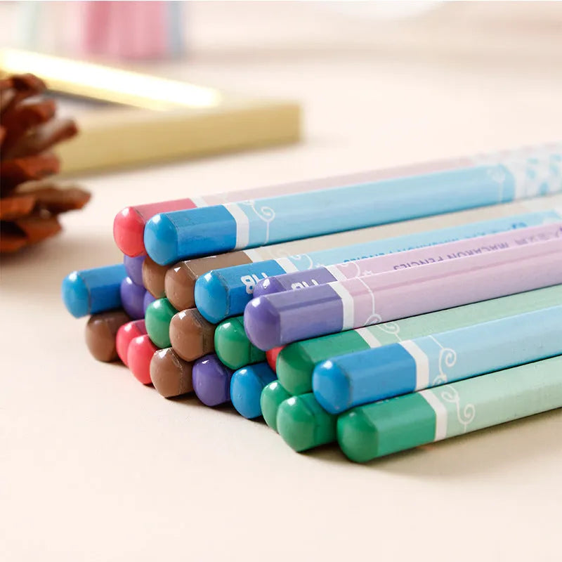 Basswood six-angle thermal transfer pencils with wooden barrels and HB refills in pack of 50