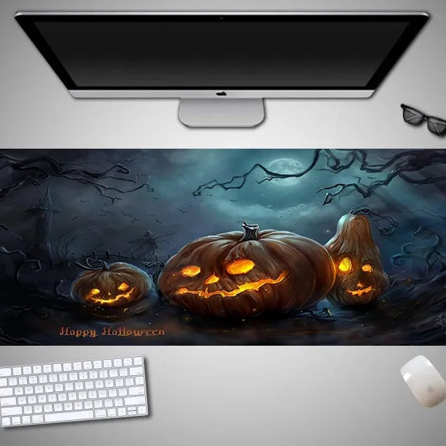 Halloween oversized computer mouse pad with non-slip rubber cloth backing in large dimensions