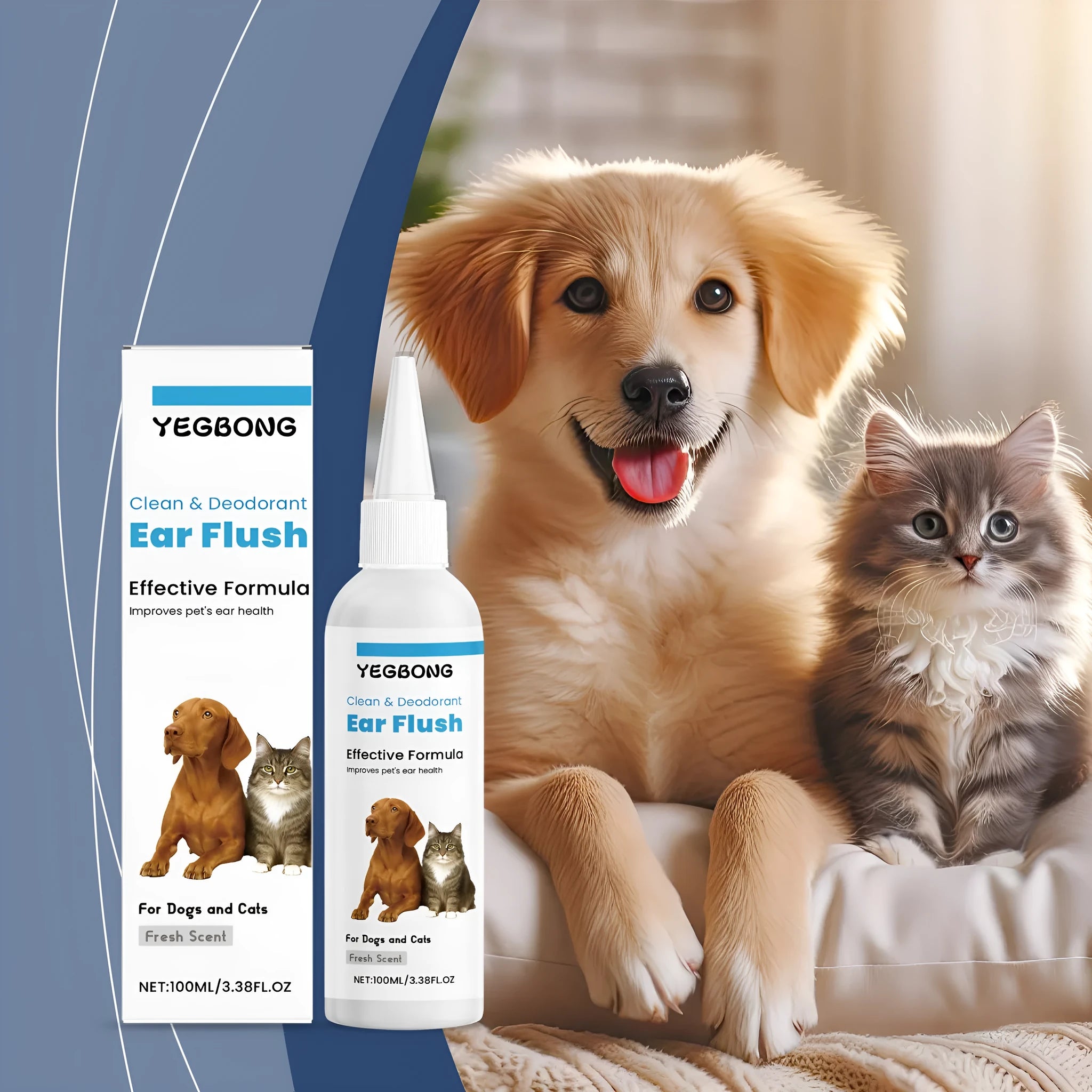 100ml bottle of gentle ear cleaner for dogs and cats to remove earwax and dirt