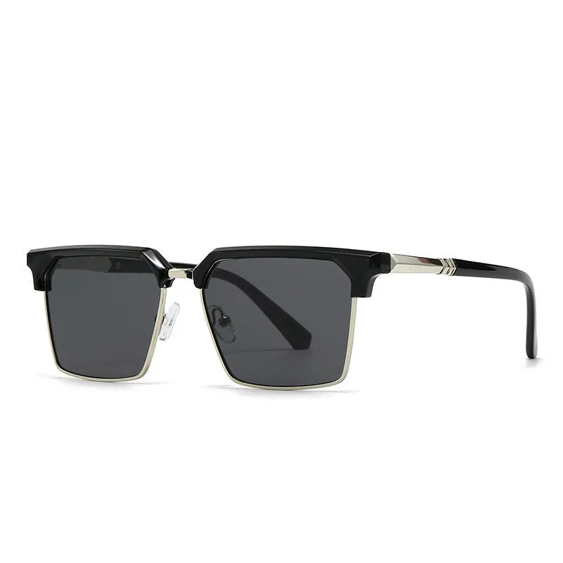 Men's square plastic sunglasses with box-style frames showing multiple colour variations
