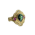 Women's gold-plated geometric ring in golden lvzuan colour showing ins style design