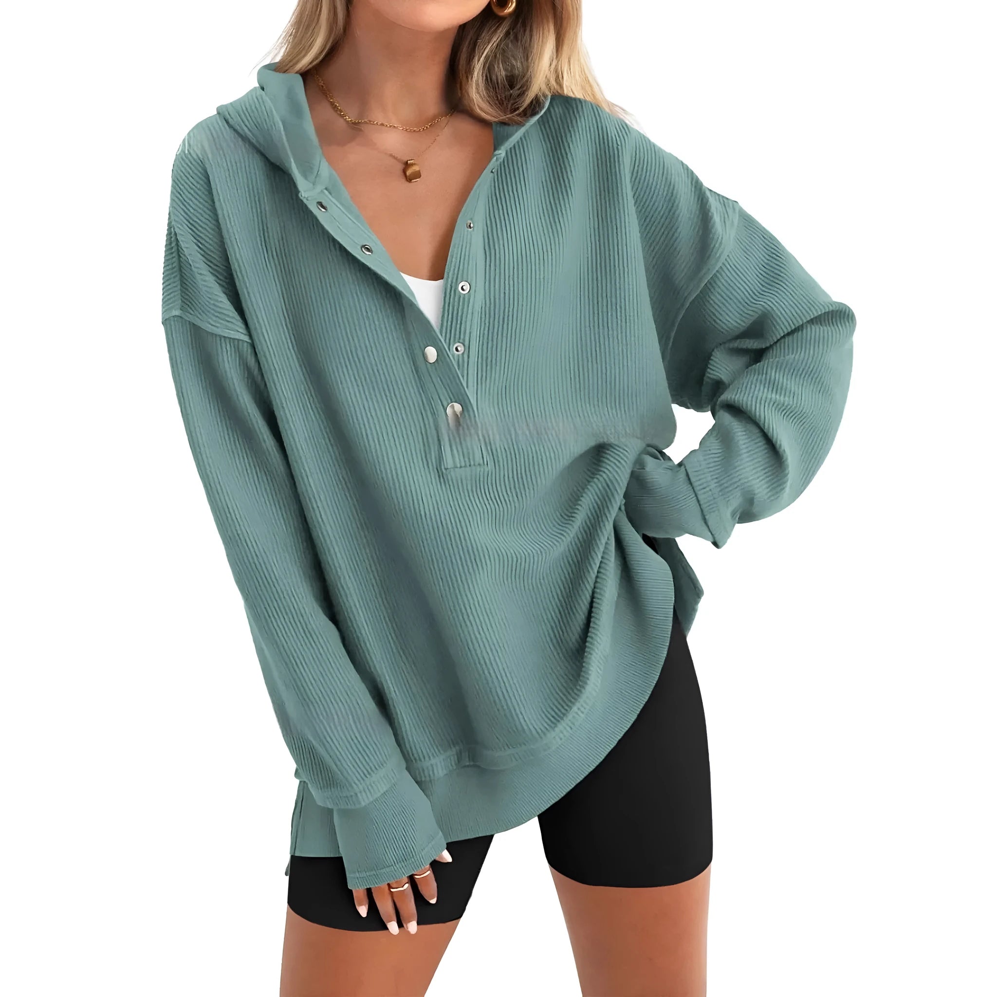 Women's loose raglan sleeve pullover sweater in peacock green, casual Japanese Korean style.