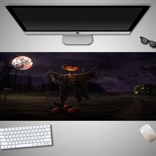 Halloween oversized computer mouse pad with non-slip rubber cloth backing in large dimensions