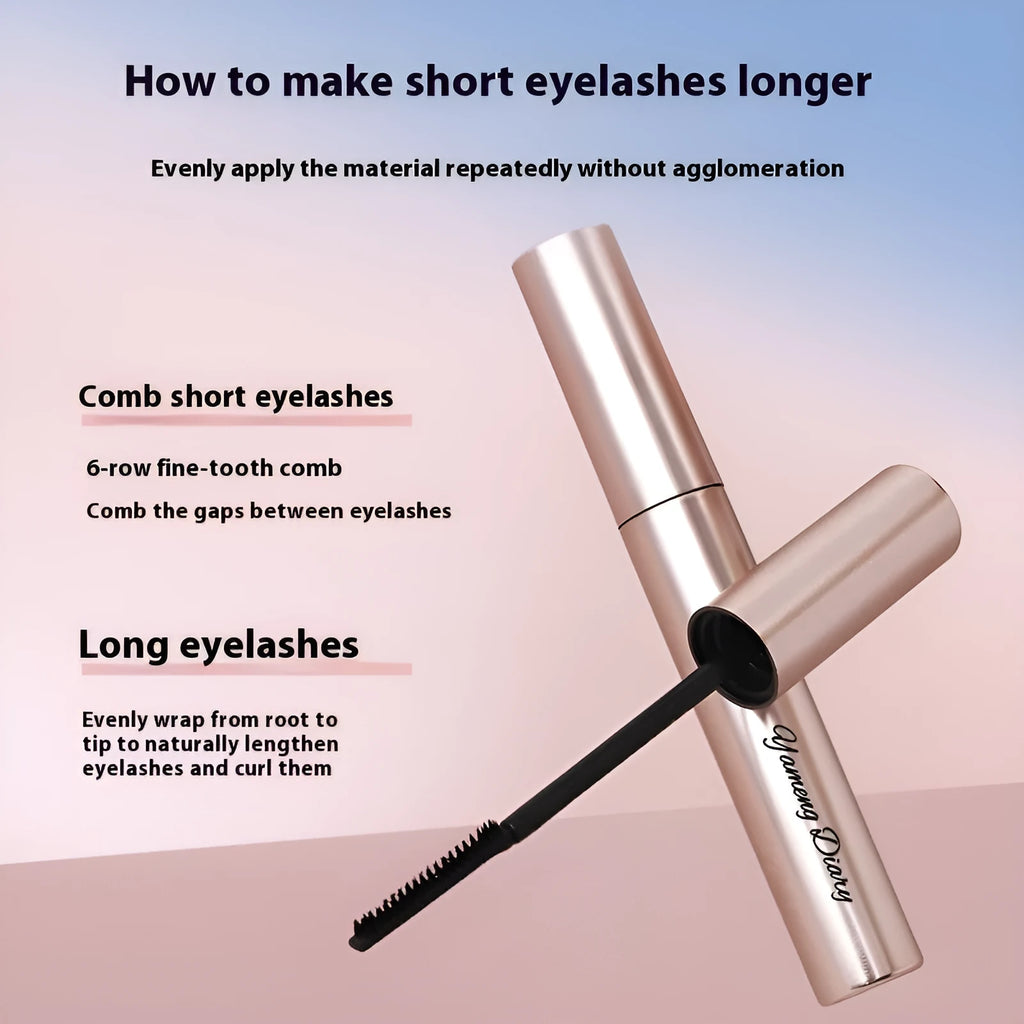 Mascara tube for long curling and long-lasting wear in black and brown colour options.
