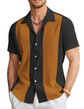 Men's slim fit Hawaiian short sleeve shirt with digital printing on elastic polyester fabric
