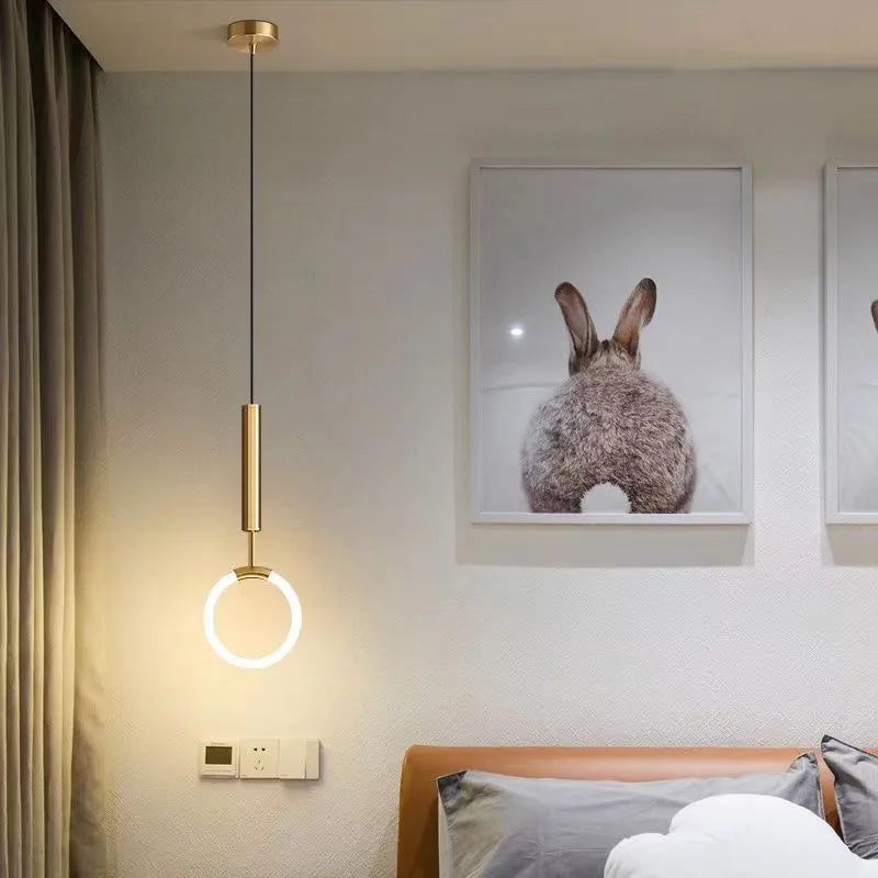 Nordic minimalist U-shaped bedroom chandelier pendant light with tri-colour dimming