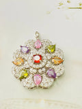 Women's floral zircon pendant necklace in gold, champagne gold, or platinum colour with optional chain