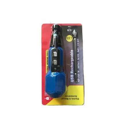 Black electric screwdriver with straight alloy steel handle showing 36V lithium battery power