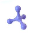 Blue silicone three-legged chew toy for small and medium dogs on a white background.