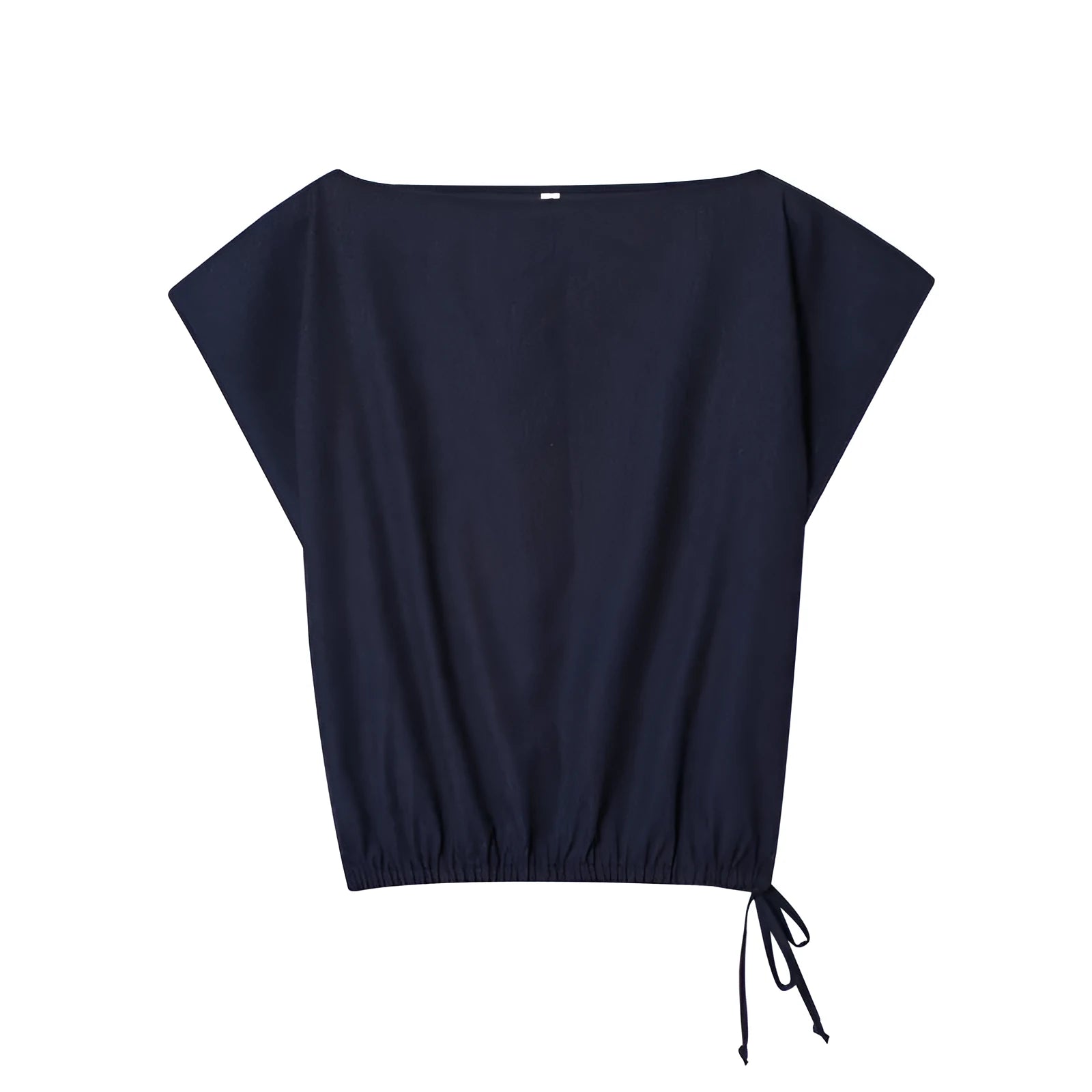 Women's linen-look polyester blend co-ord set with flounced sleeve shirt and wide leg trousers.