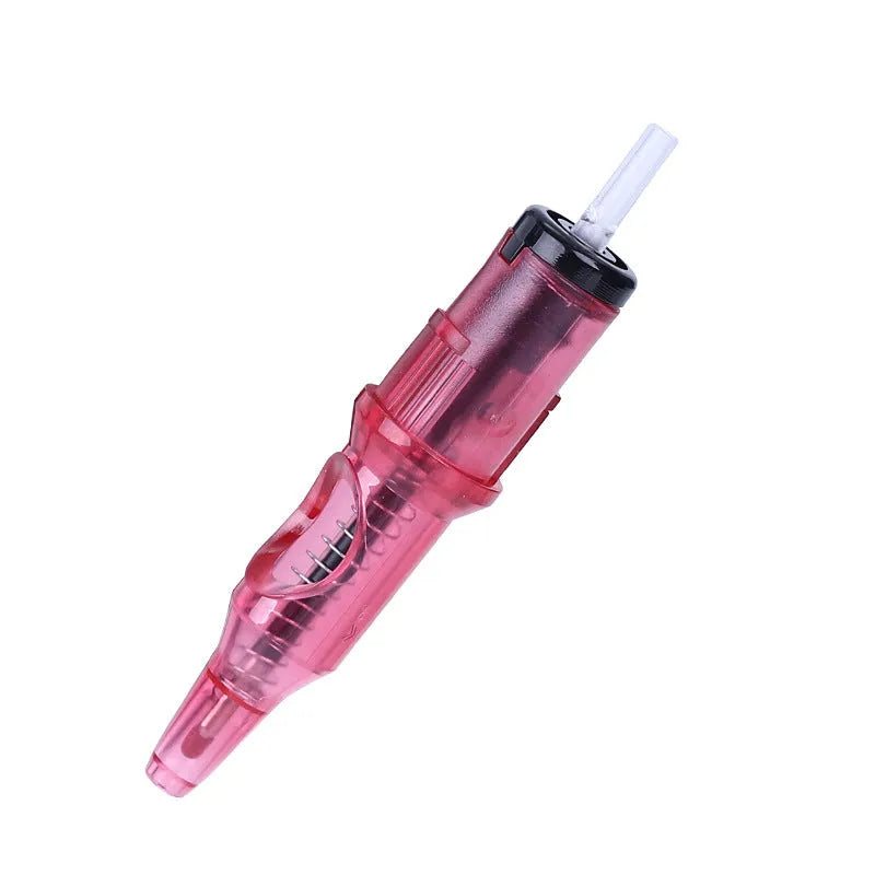 Tattoo integrated needle drawing tool with ballpoint pen mechanism in multiple colour options