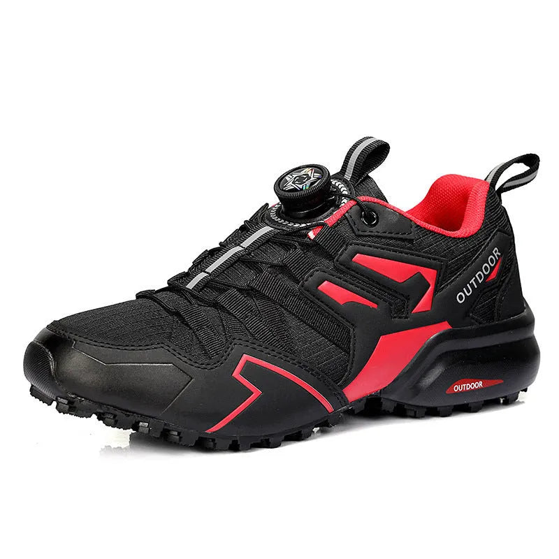 Men's outdoor off-road hiking shoes in beige or black with synthetic leather upper and rubber sole