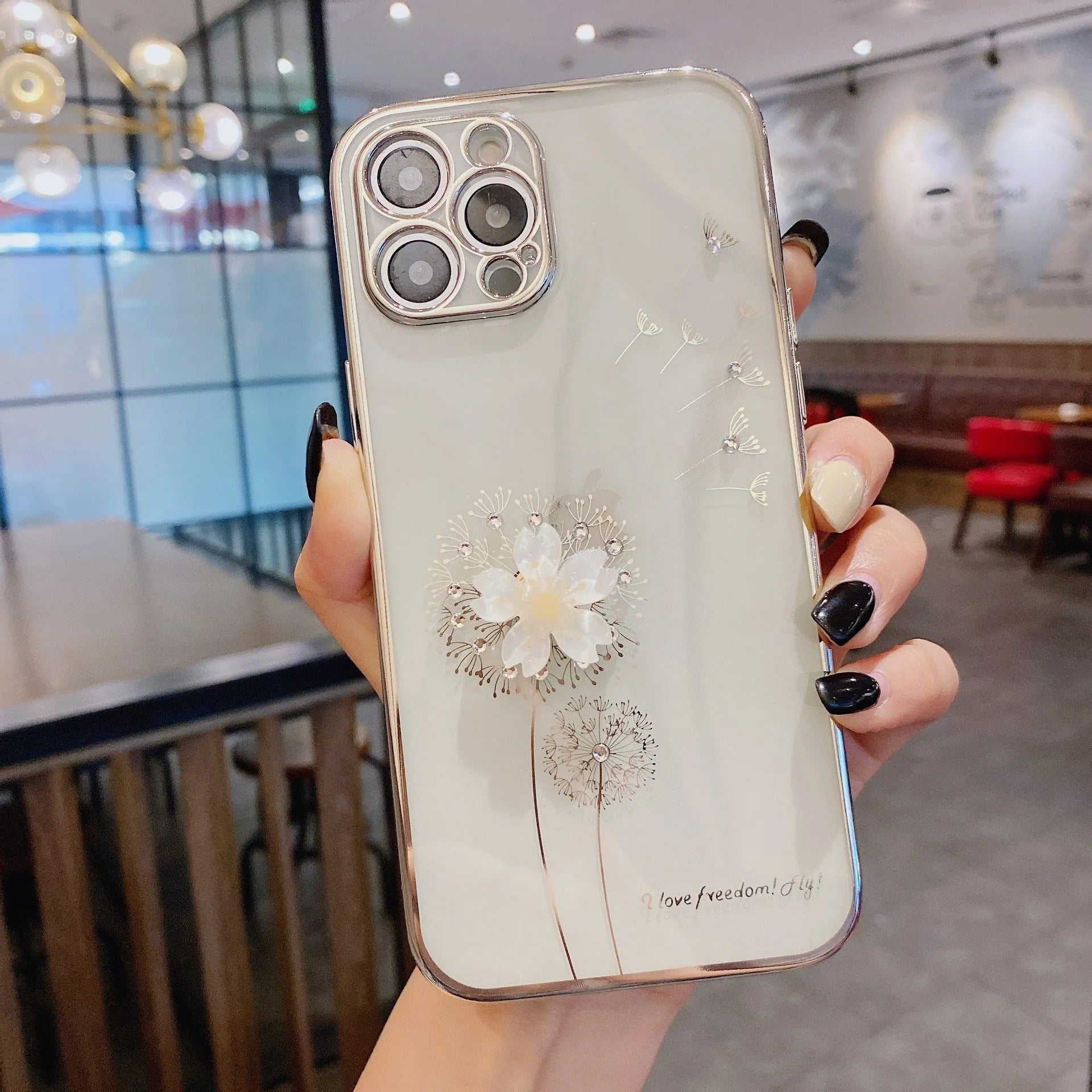 3D floral design iPhone case with spin stand holder in TPU material showing colour options