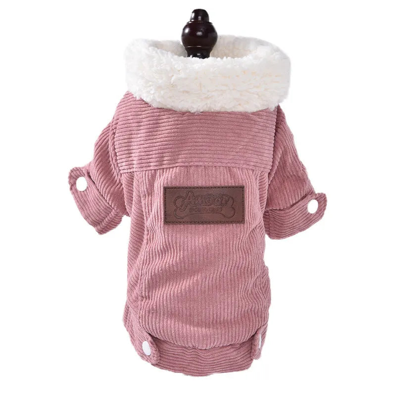 Lambswool dog vest with wool lining in grey or pink, fleece padded for autumn and winter warmth