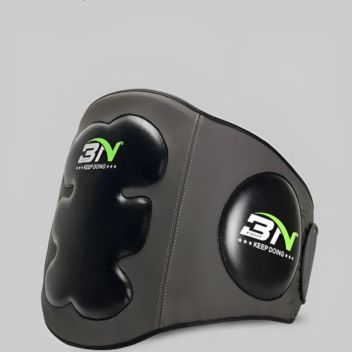 Boxing chest protection target with adjustable waist strap in dark grey or khaki colour