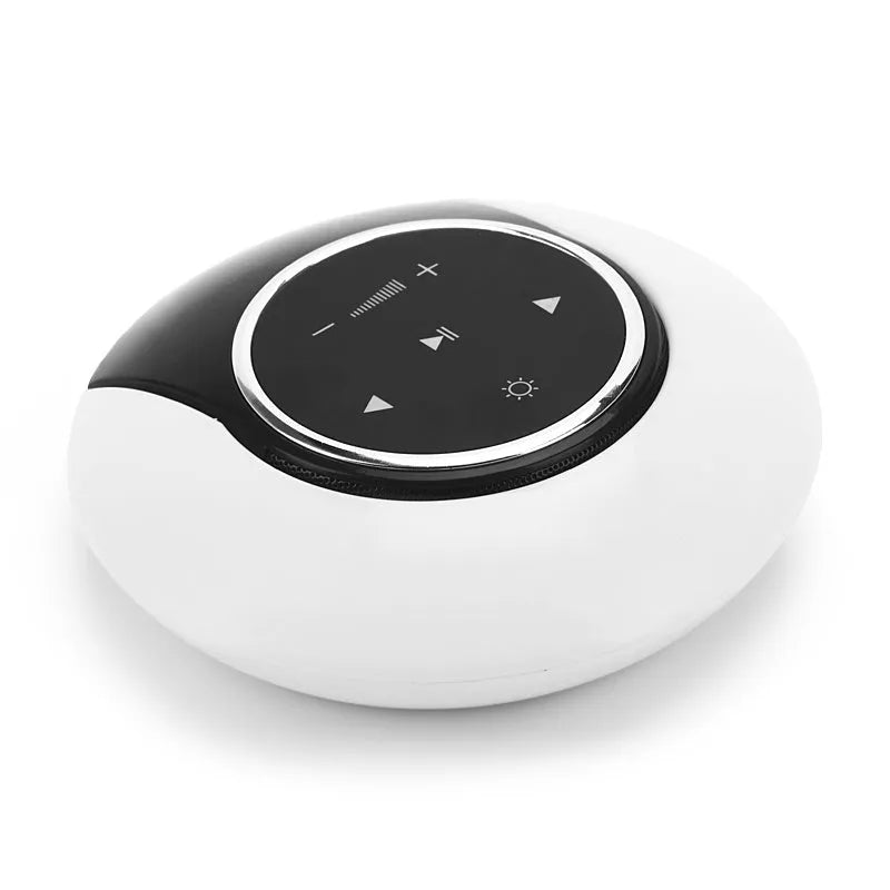 DEAMAK-1 Bluetooth speaker with integrated LED desk lamp showing folding design and touch controls