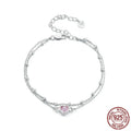Sweet girlish style 925 sterling silver bracelet with a small heart-shaped charm on an adjustable chain.