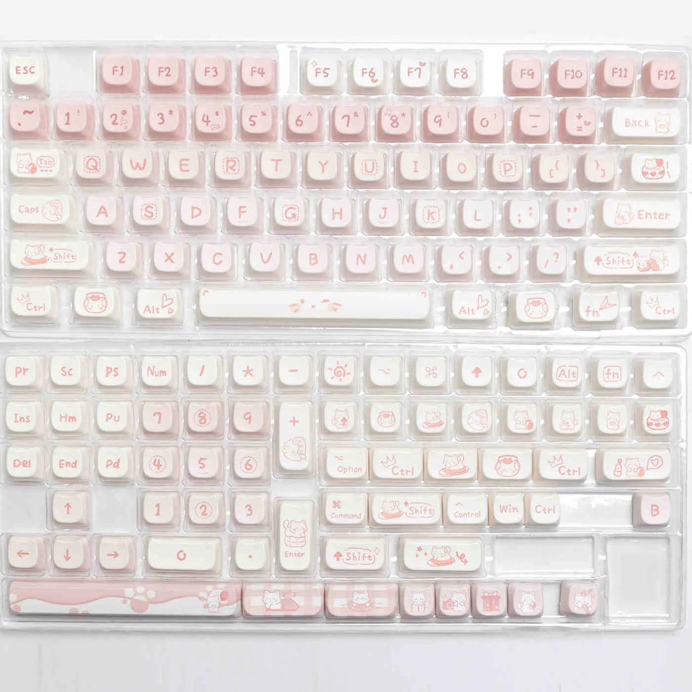 Full set PBT sublimation key caps for mechanical keyboards showing 98+ key coverage