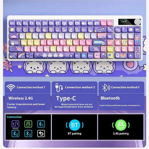 Black Iron Cow mechanical keyboard with RGB backlight showing compact 397mm width design