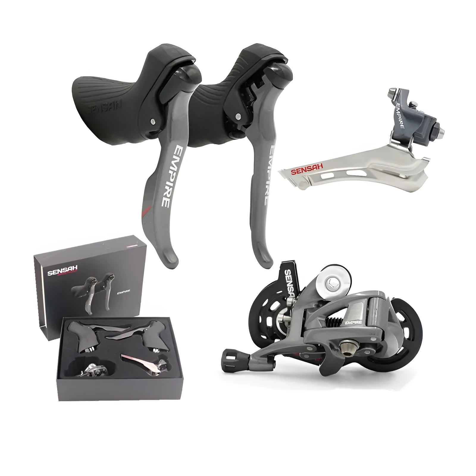 Road bike transmission kit showing aluminium alloy manual change, front dial, and short leg rear dial components for 11-speed systems