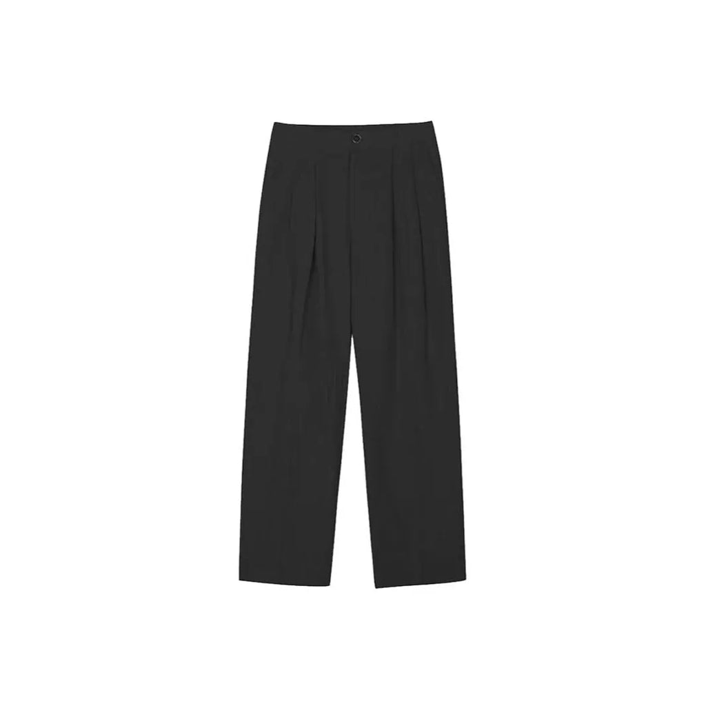 Men's apricot wide-leg cotton linen trousers with mid-waist zip fly and pencil leg opening