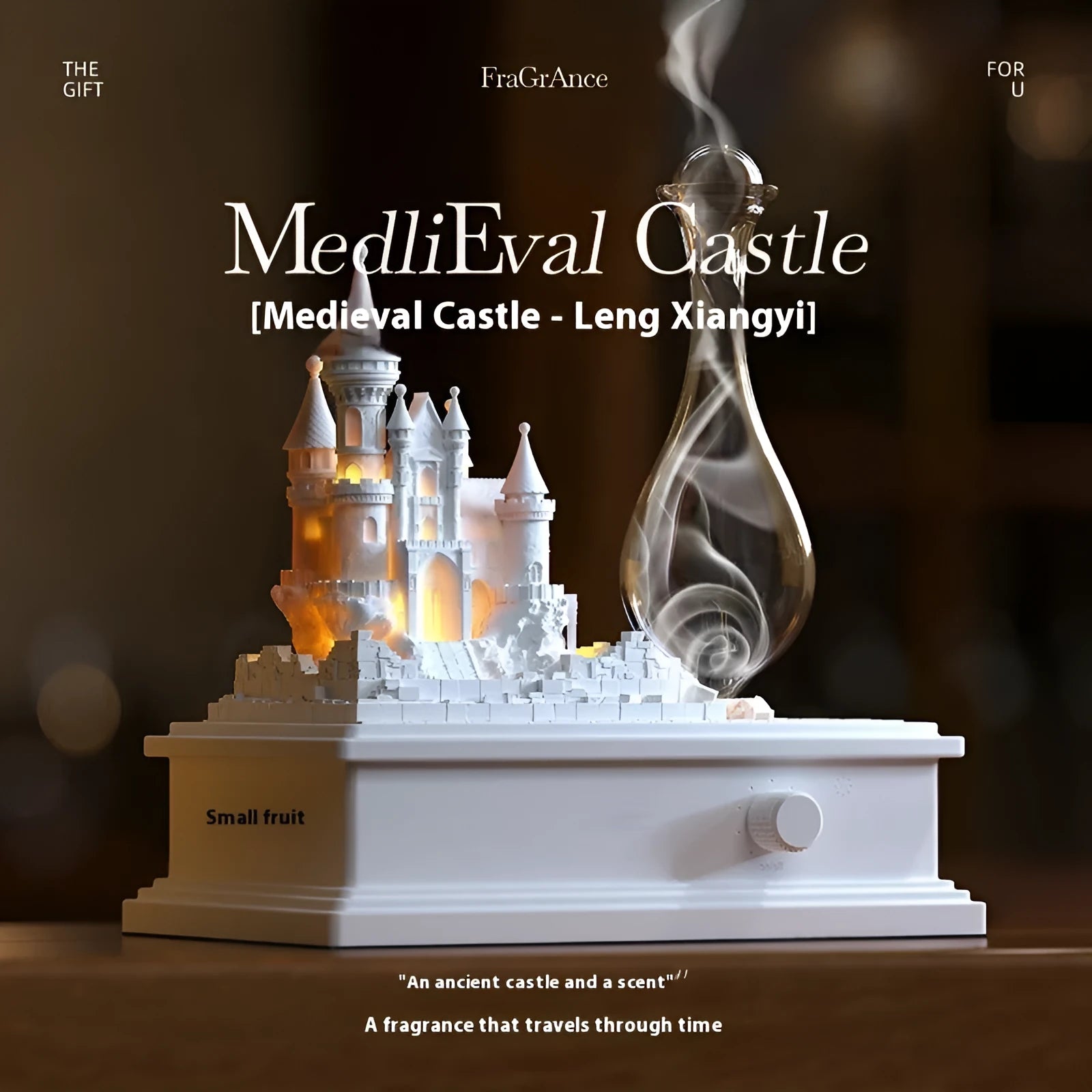 White medieval castle waterless aromatherapy machine with cold fragrance diffusion and USB Type-C charging