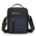 Men's nylon crossbody messenger bag with sewing thread detailing in black, blue, green, or grey.