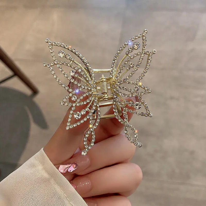Butterfly design hair clip barrette for women with electroplated alloy construction
