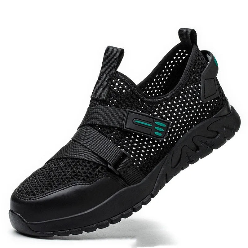 Men's grey steel toe cap safety boots with rubber soles for workplace protection