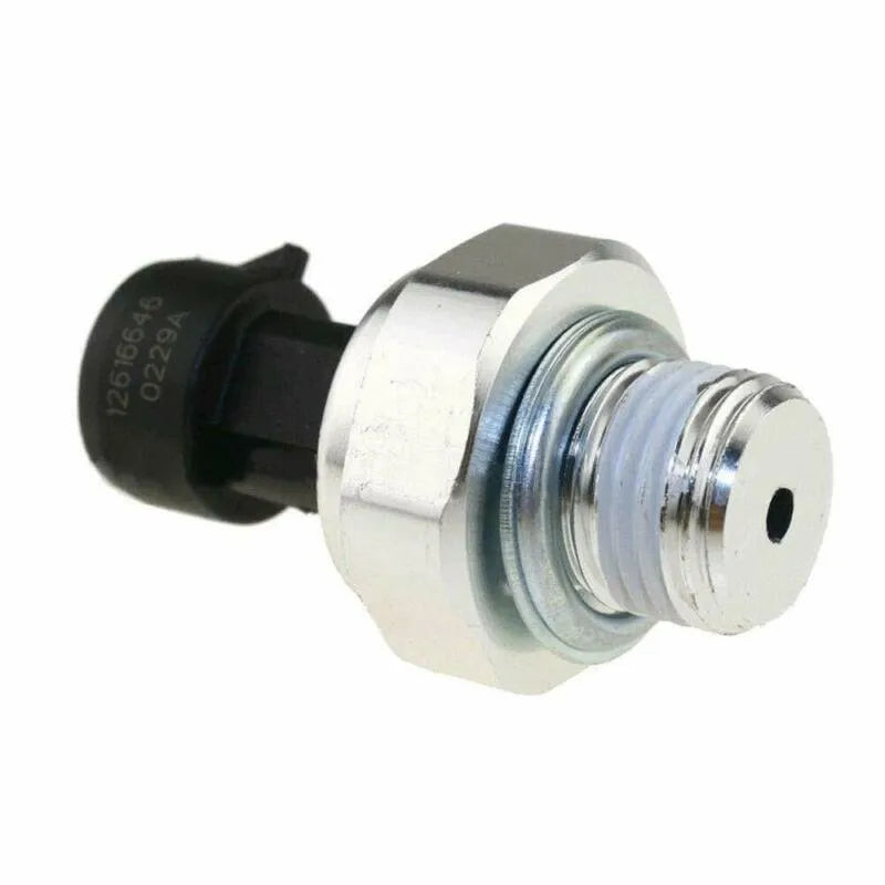 Oil pressure sensor for Buick and Chevrolet vehicles, part numbers 12573107 12567323 visible.
