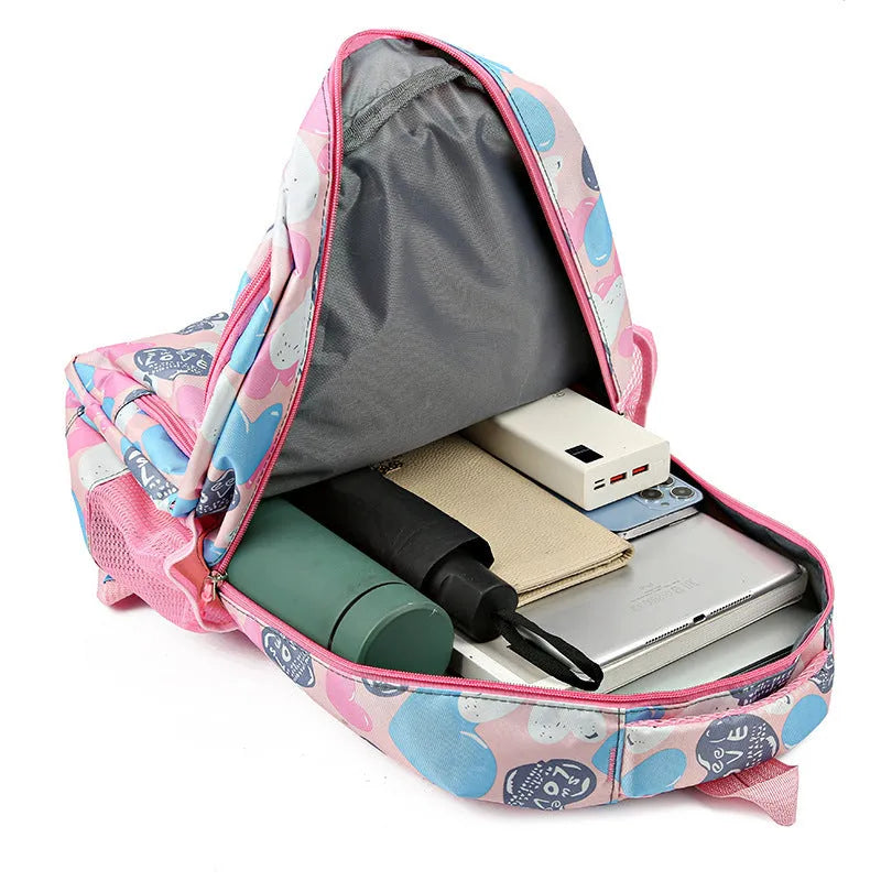 Children's blue Oxford cloth school backpack with air cushion shoulder straps and large main compartment