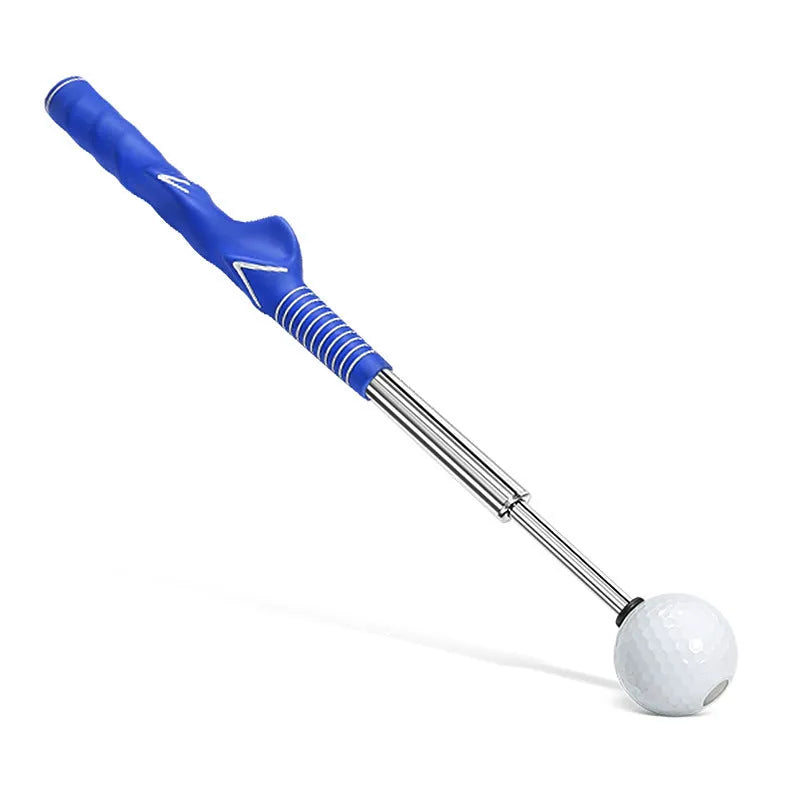 Stainless steel telescopic golf swing trainer in black, blue, or red colour for practice