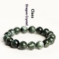 Natural green dragon crystal bracelet with 8-9mm round beads and ruyi geometric design