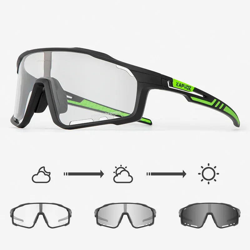 Photochromic cycling sunglasses with a semi-rimless TR90 frame, shown in one of multiple available colours.