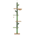 Solid wood cat climbing frame with integrated scratch board and cat nest measuring 240-260cm tall