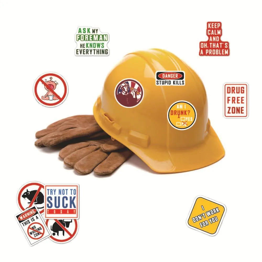 Waterproof warning stickers pack with bright film coating for motorcycle helmets and equipment