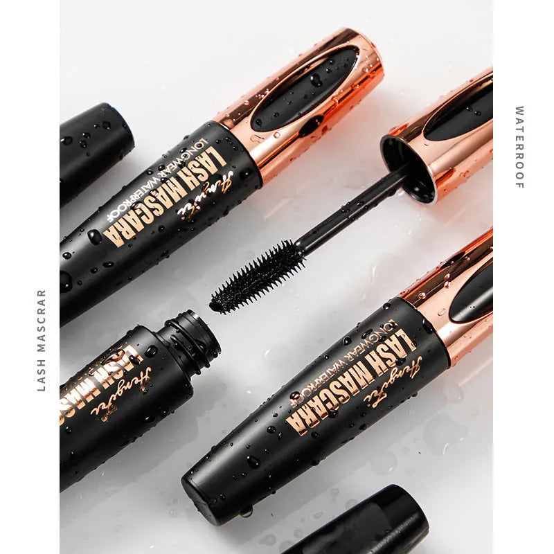 Black waterproof mascara tube for thick, long, curling lashes that resist smudging.