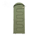 Cotton camping sleeping bag quilt in ochre or olive green colour, lightweight cold-proof design