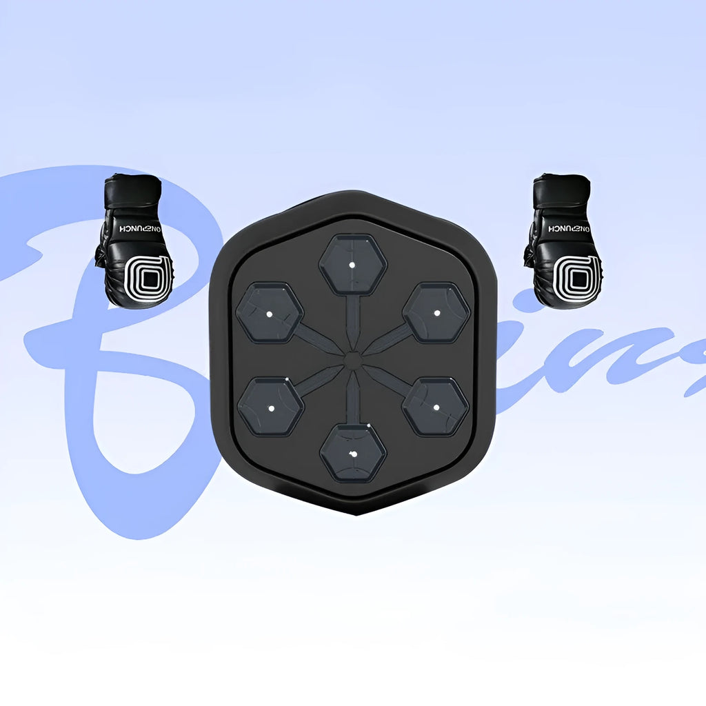 Black smart music boxing machine with Bluetooth connection and Velcro paper style design