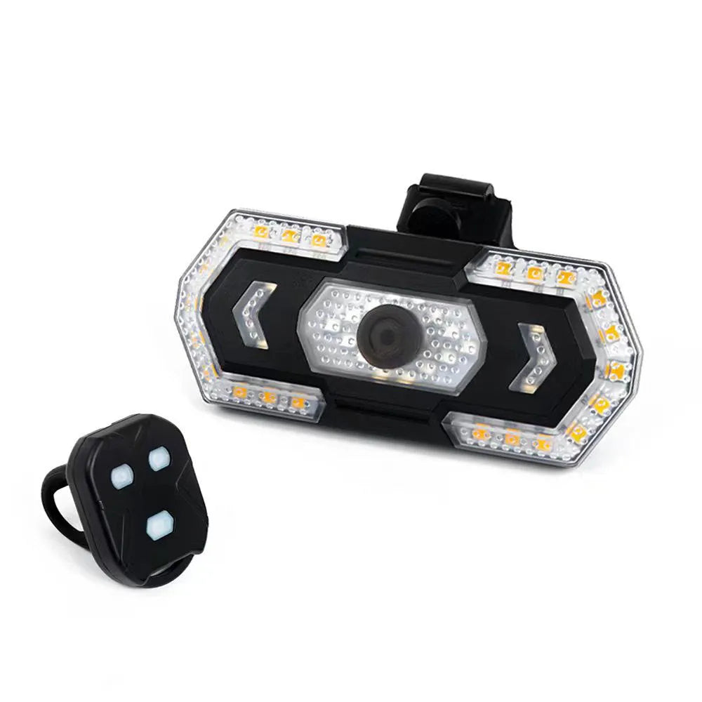 Black wireless remote control car taillight with USB charging port.