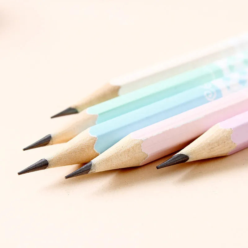 Basswood six-angle thermal transfer pencils with wooden barrels and HB refills in pack of 50