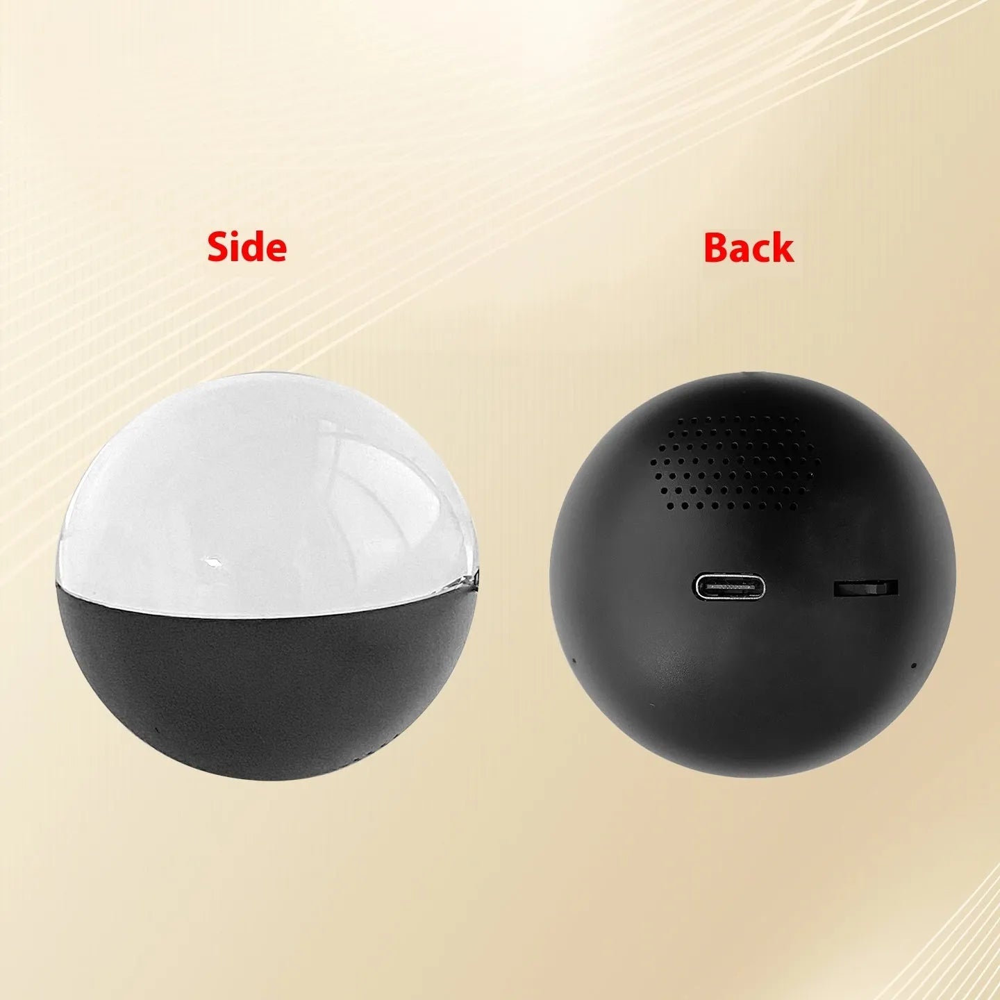 Electronic ball video player with round colour screen and dial control in choice of five colours