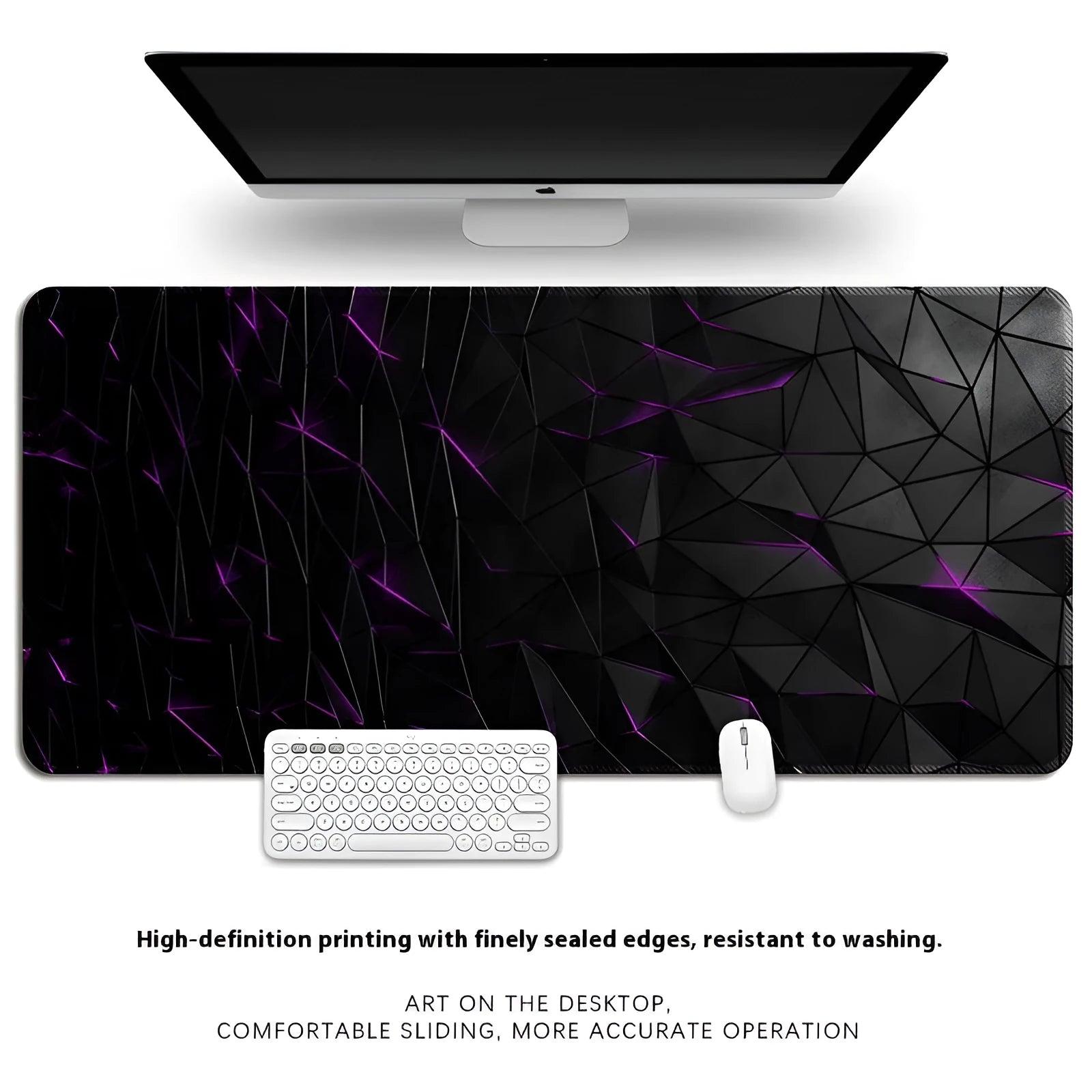 A thickened natural rubber computer keyboard mat with an overlock edge, shown on a desk.