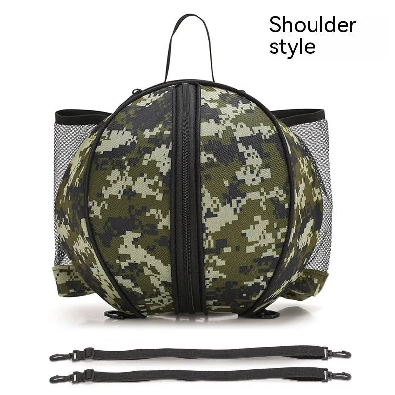 Black Oxford cloth basketball bag with a 9-litre capacity shown with both one-shoulder and two-shoulder strap options.